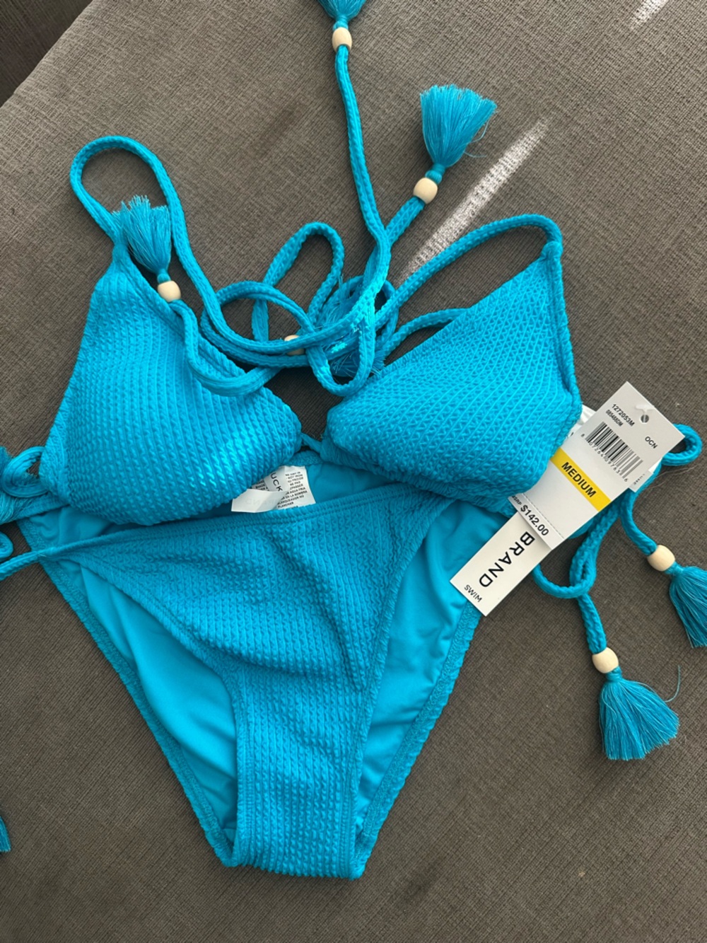Lucky Brand Bright Turquoise Textured Bikini Set